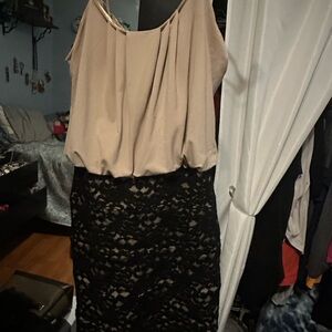 Elegant Black and Tan Lace Skirt